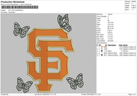 SF Logo Butterflies Embroidery File 4 size