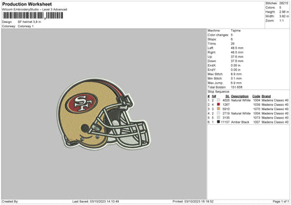Sf Helmet Embroidery File 6 sizes