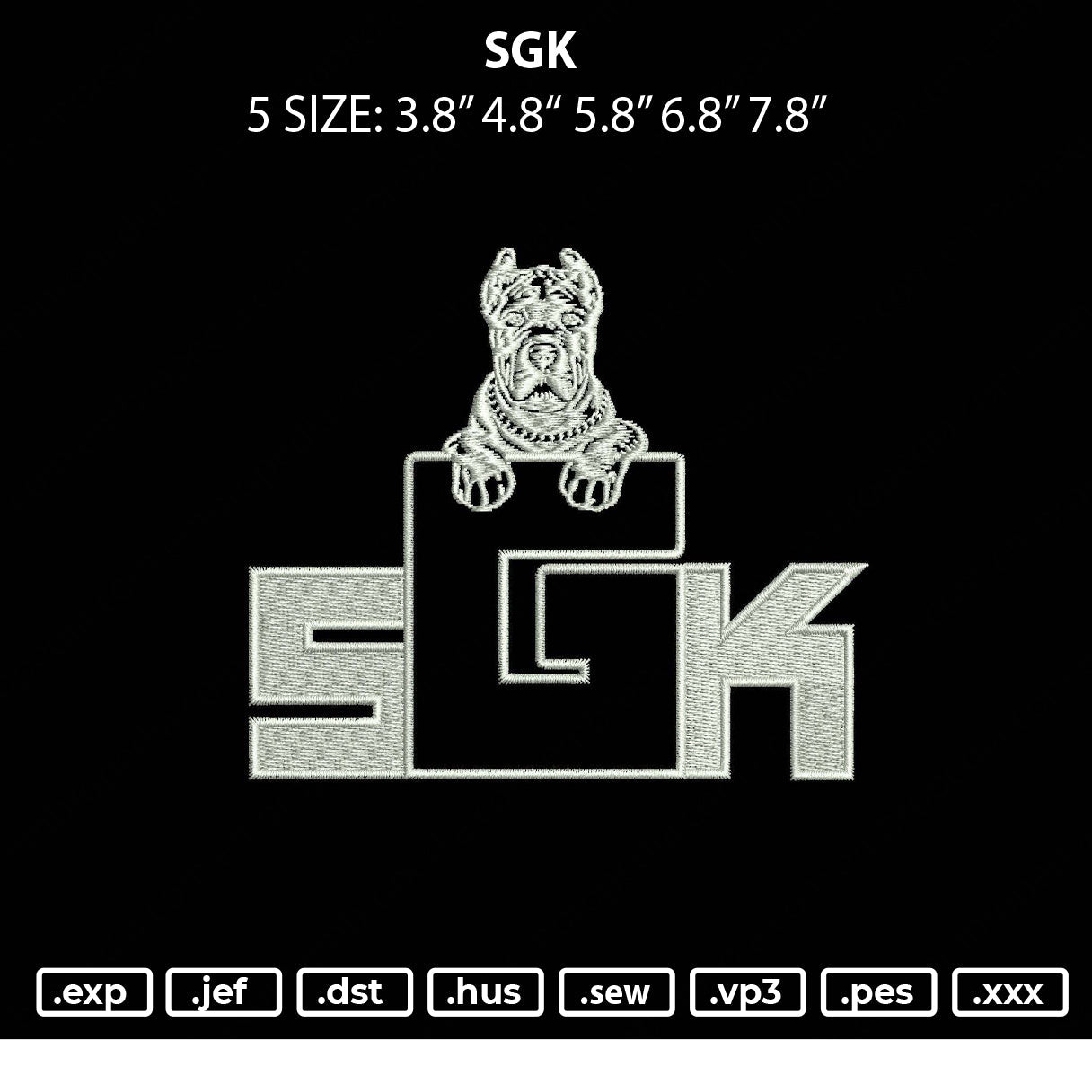 SGK Embroidery File 5 sizes