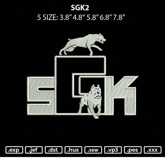 SGK2 Embroidery File 5 sizes