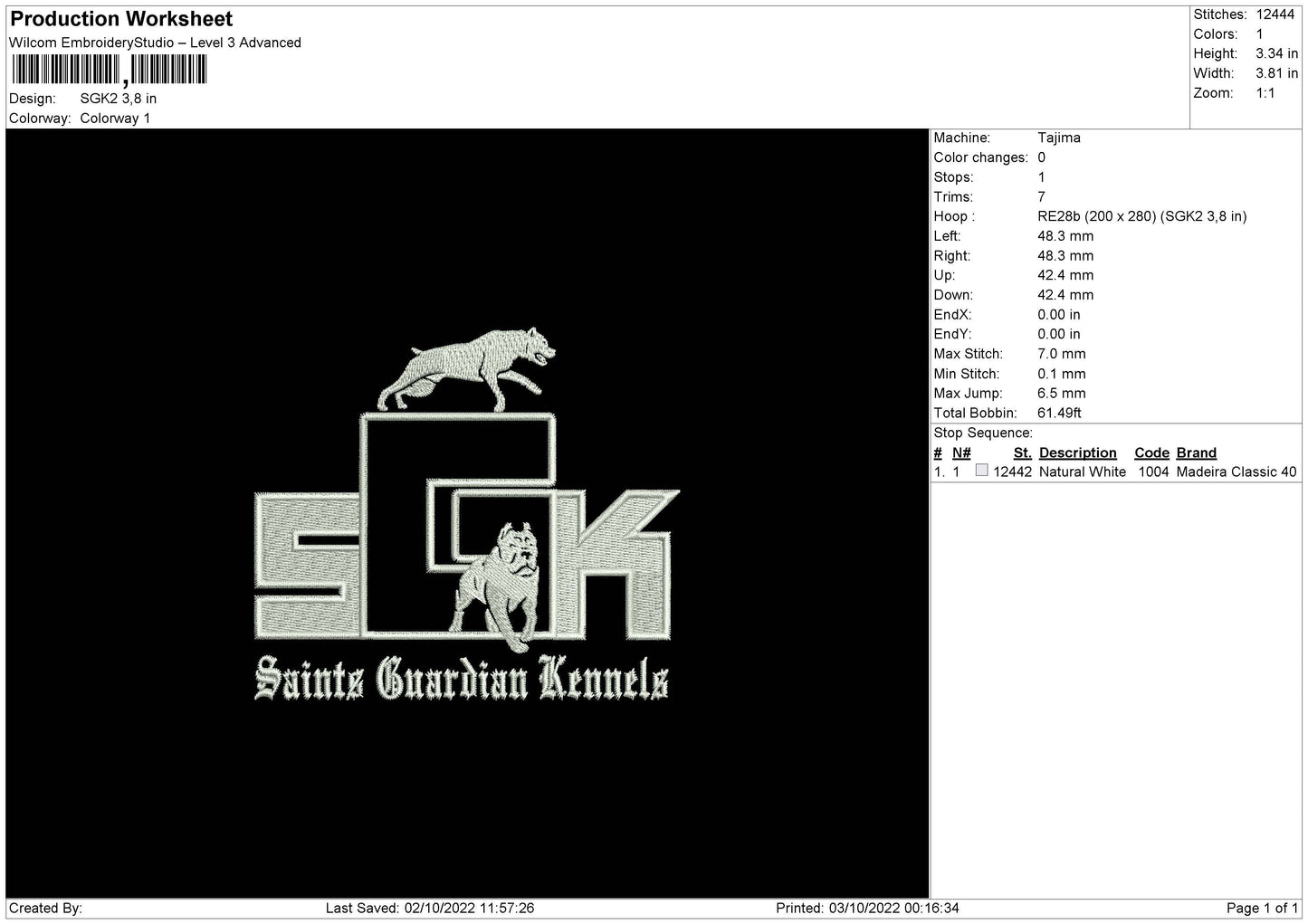 SGK 2 Embroidery File 5 sizes