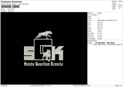 SGK 2 Embroidery File 5 sizes