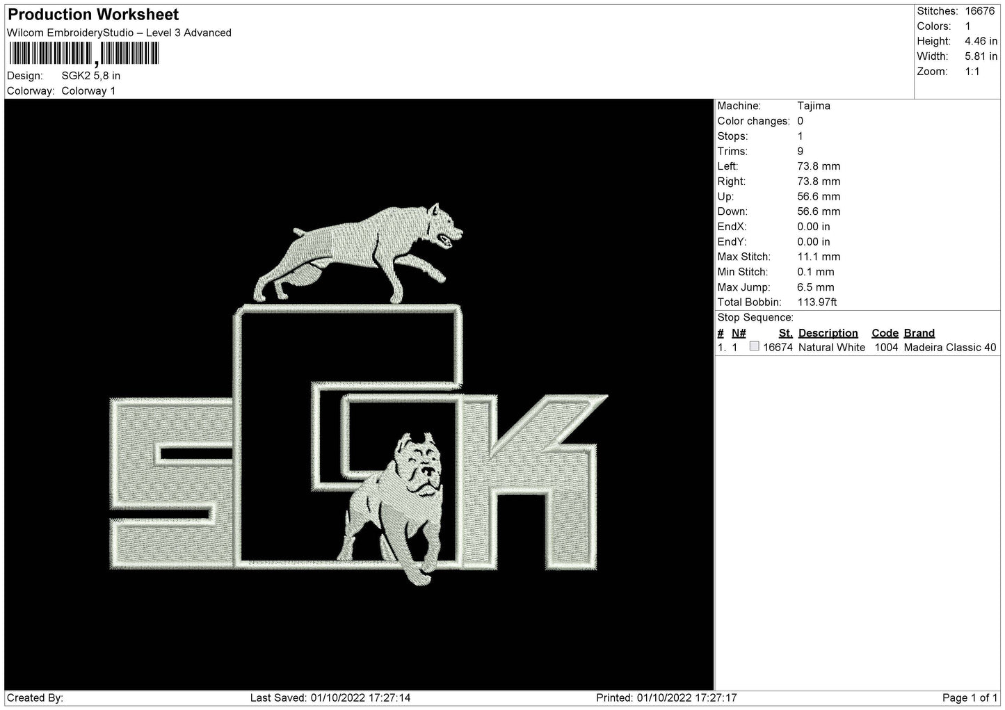 SGK2 Embroidery File 5 sizes