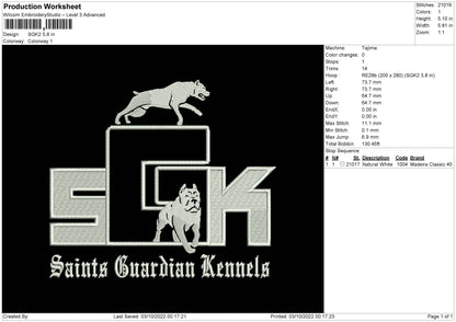 SGK 2 Embroidery File 5 sizes