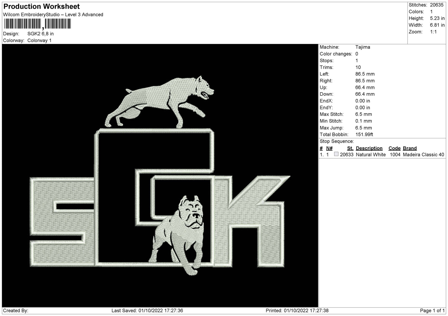 SGK2 Embroidery File 5 sizes
