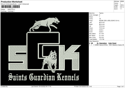SGK 2 Embroidery File 5 sizes