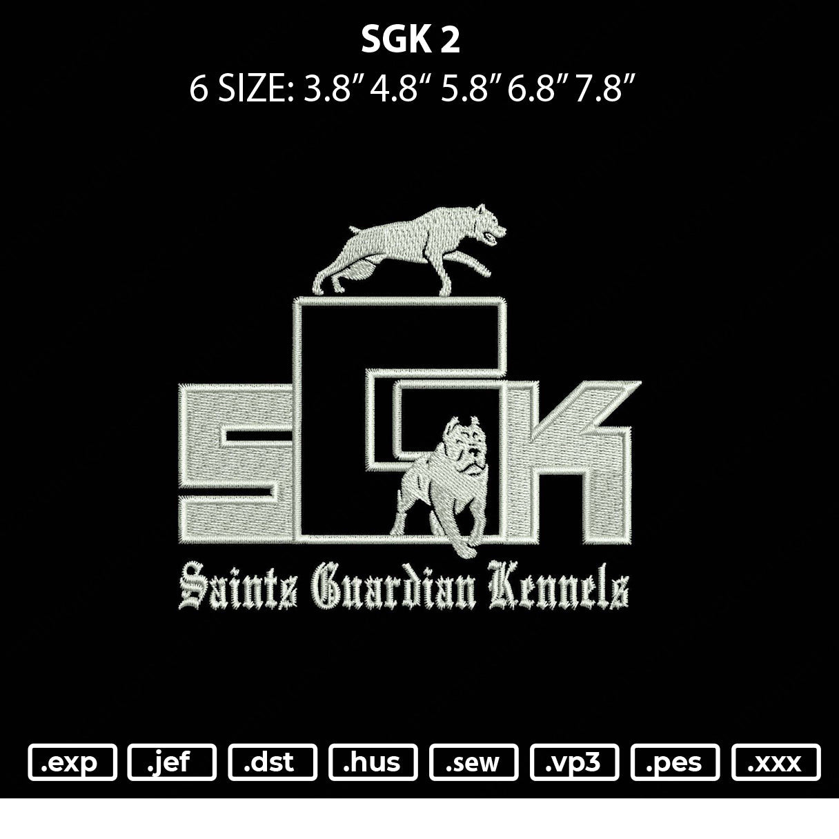 SGK 2 Embroidery File 5 sizes