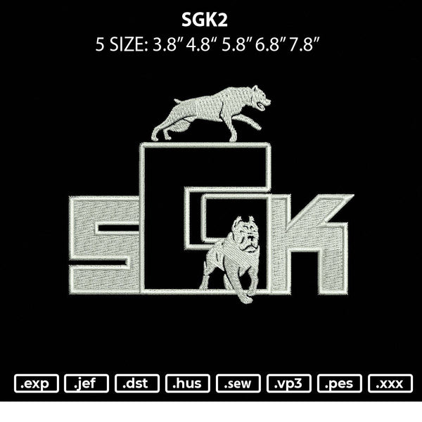 SGK2 Embroidery File 5 sizes