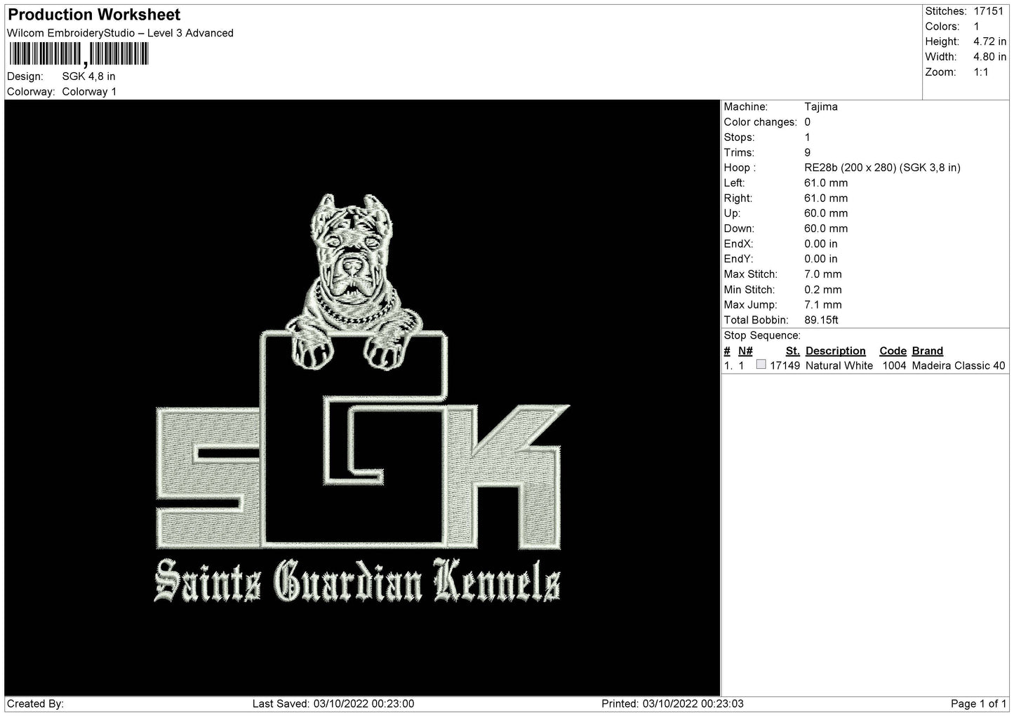 SGK Embroidery File 5 sizes