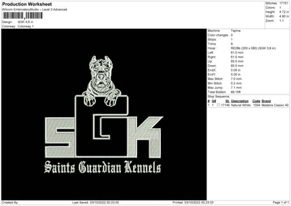 SGK Embroidery File 5 sizes
