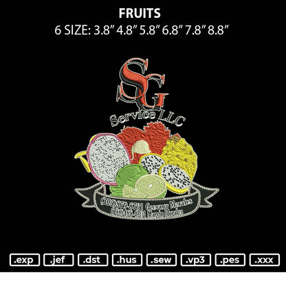 Fruits Embroidery File 6 sizes