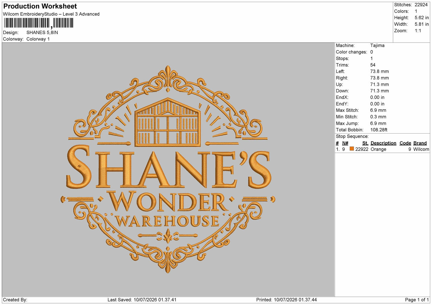 Shanestext Embroidery Machine Design File 6 sizes