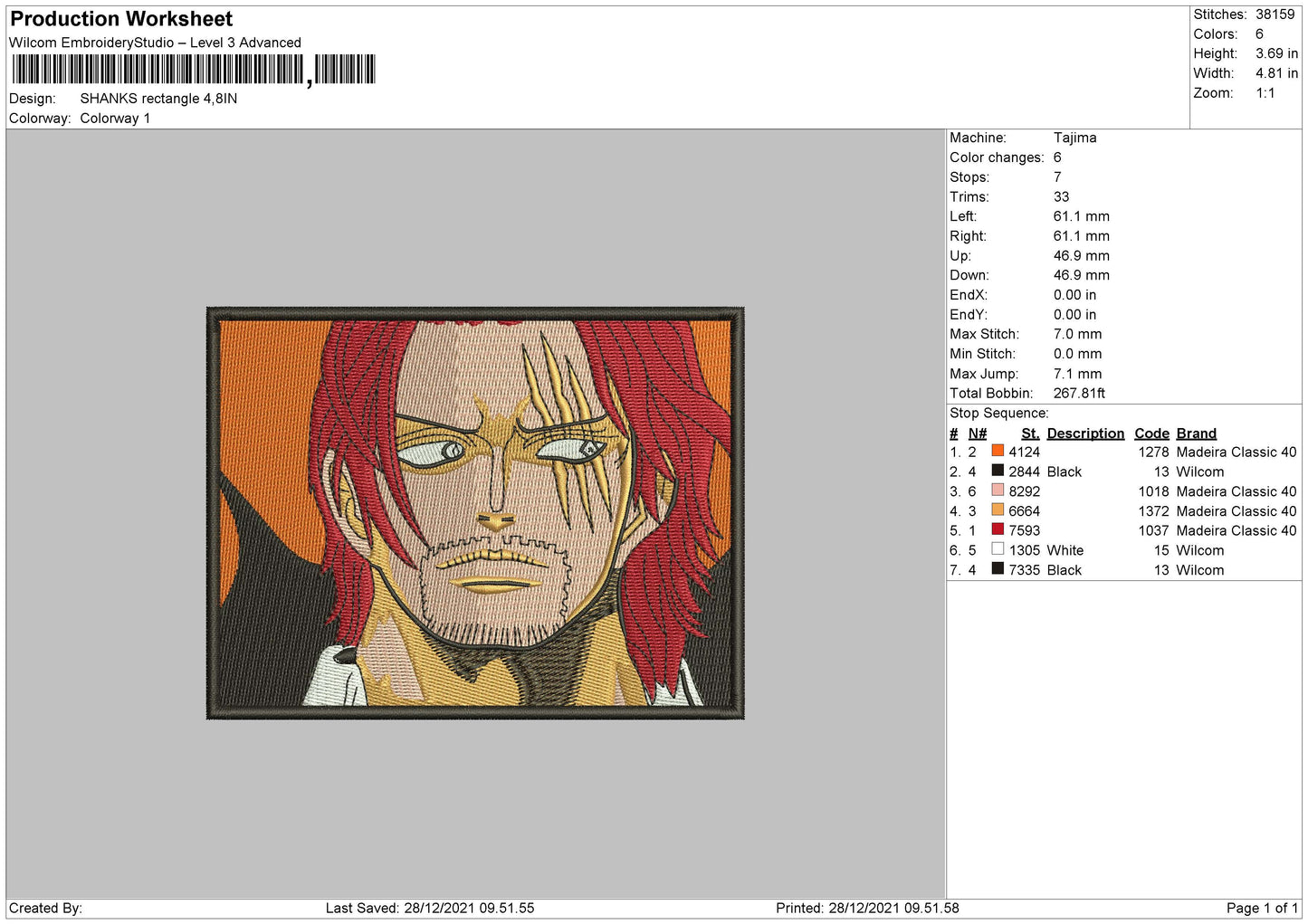 Shanks Rectangle Embroidery File 4 size