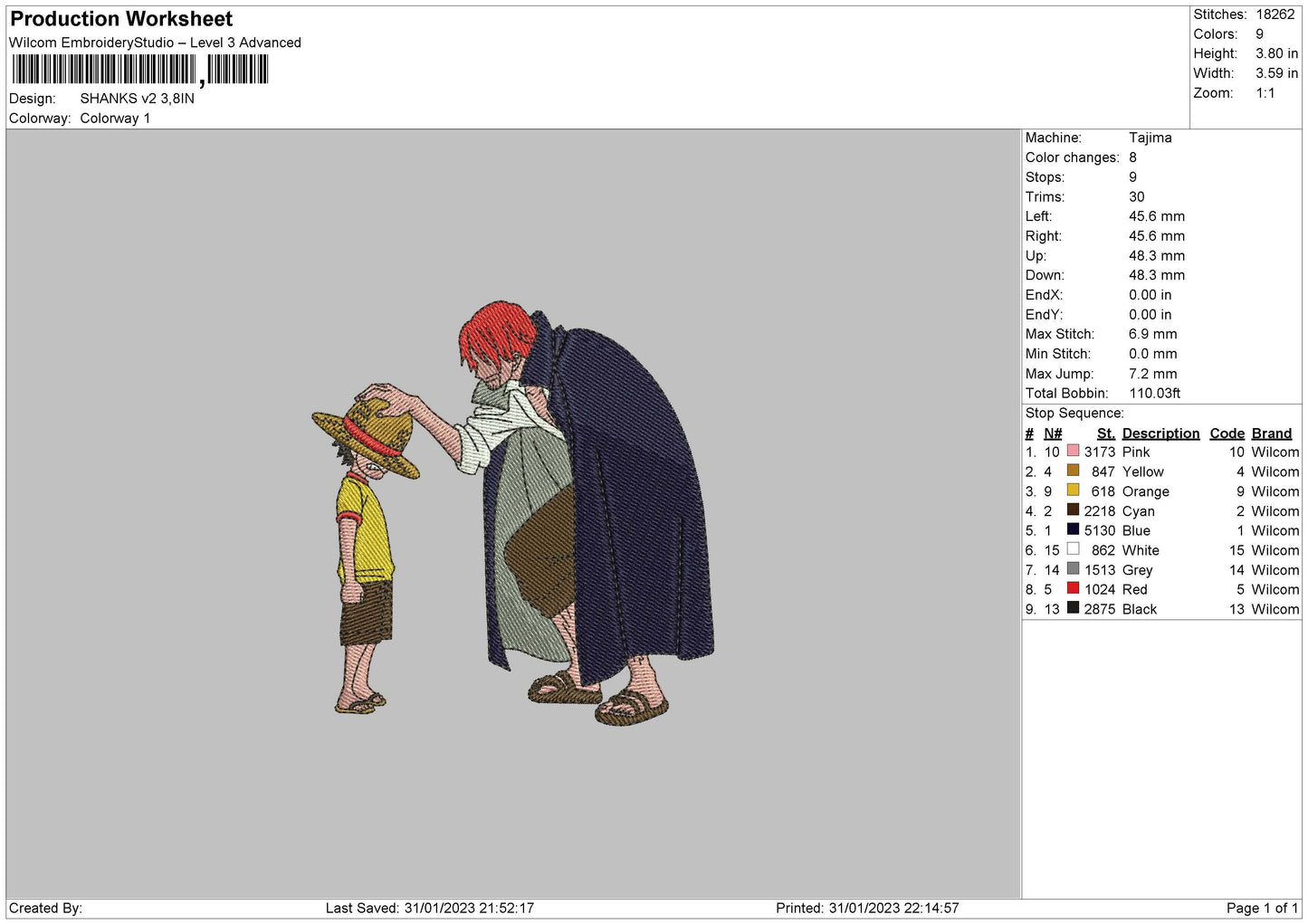 Shanks V2 Embroidery File 6 sizes