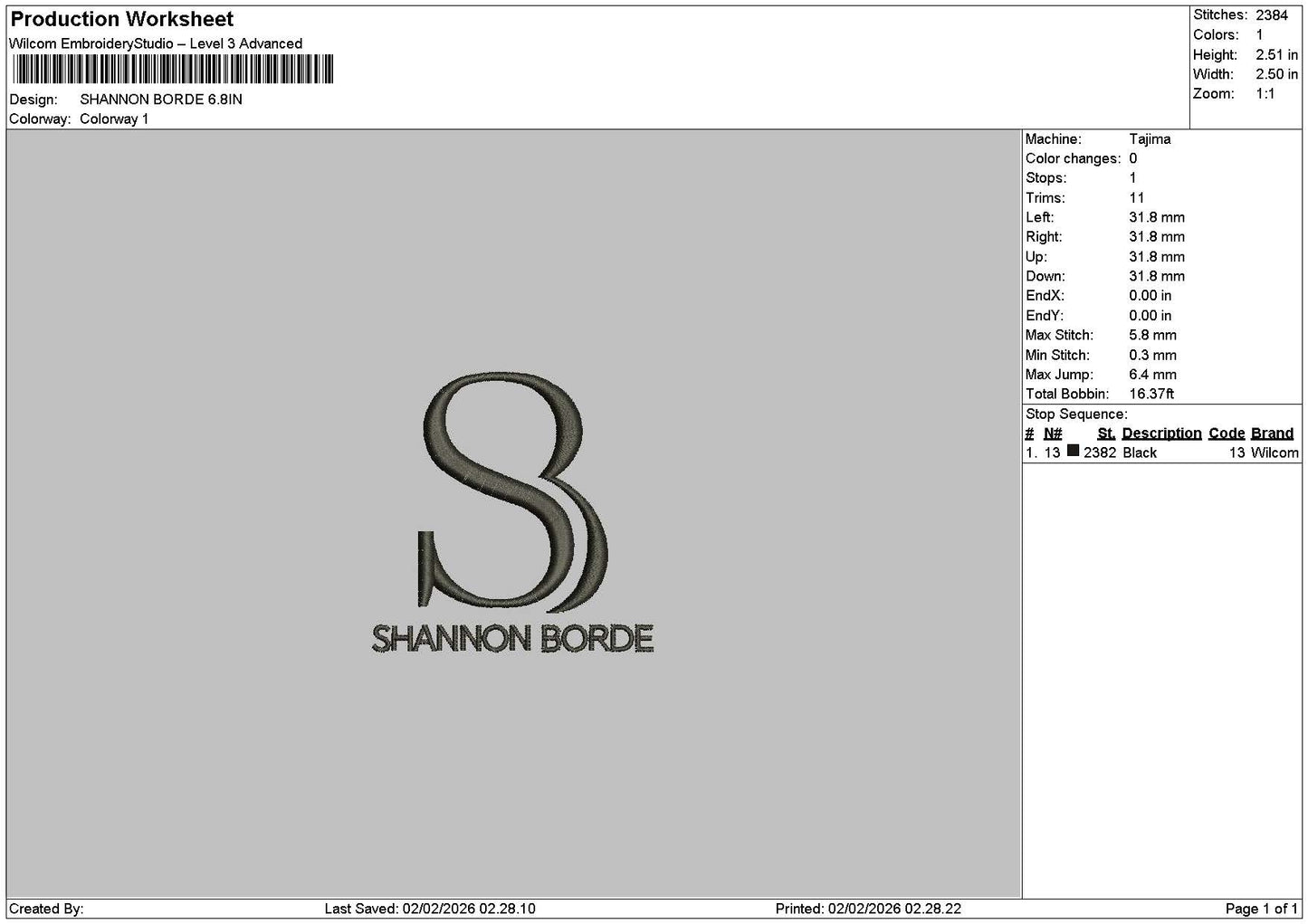 Shannontext Embroidery File 6 sizes