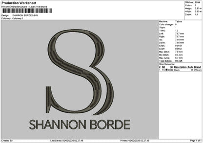 Shannontext Embroidery File 6 sizes