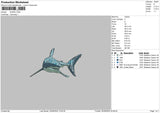 Shark Embroidery File 6 sizes