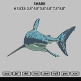 Shark Embroidery File 6 sizes