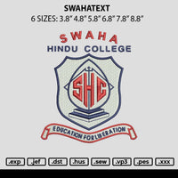 Swahatext Embroidery File 6 sizes