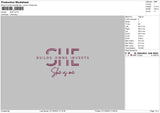 She Text Embroidery File 6 sizes