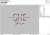 She Text Embroidery File 6 sizes