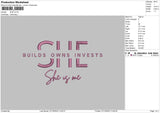 She Text Embroidery File 6 sizes