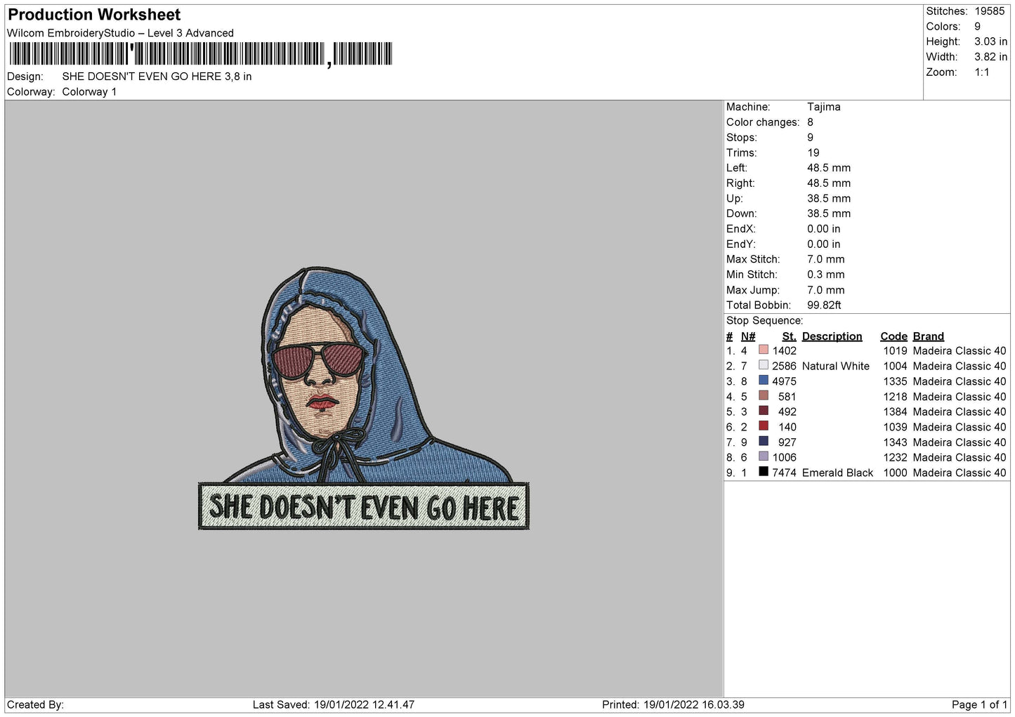 She Doesn't Even Go Here Embroidery File 4 size