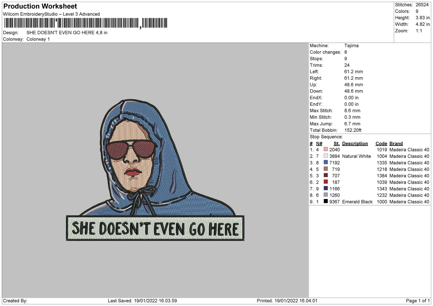 She Doesn't Even Go Here Embroidery File 4 size