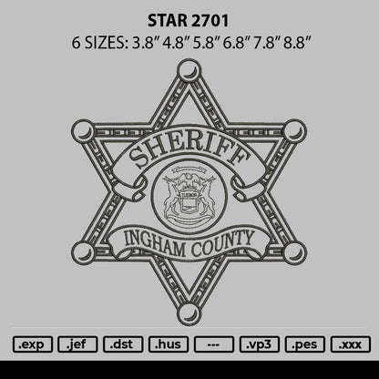 Star 2701 Embroidery File 6 sizes