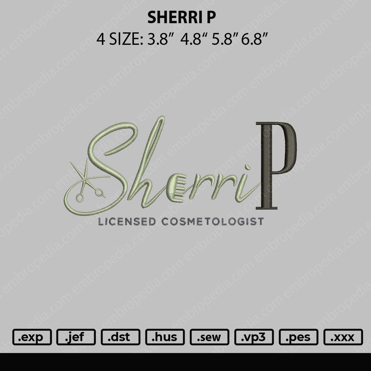 Sherri P Embroidery File 4 size