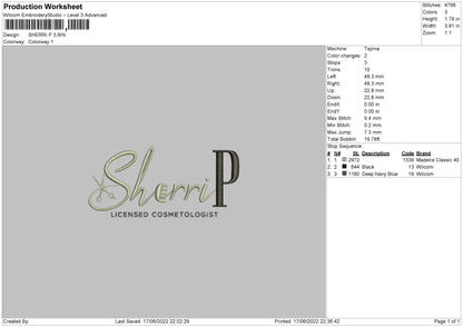 Sherri P Embroidery File 4 size