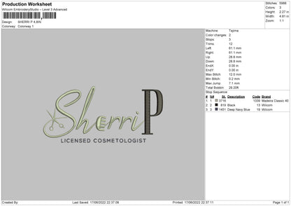 Sherri P Embroidery File 4 size