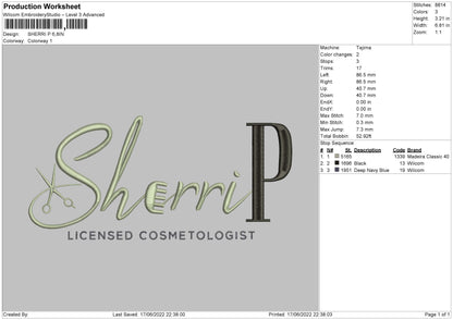 Sherri P Embroidery File 4 size