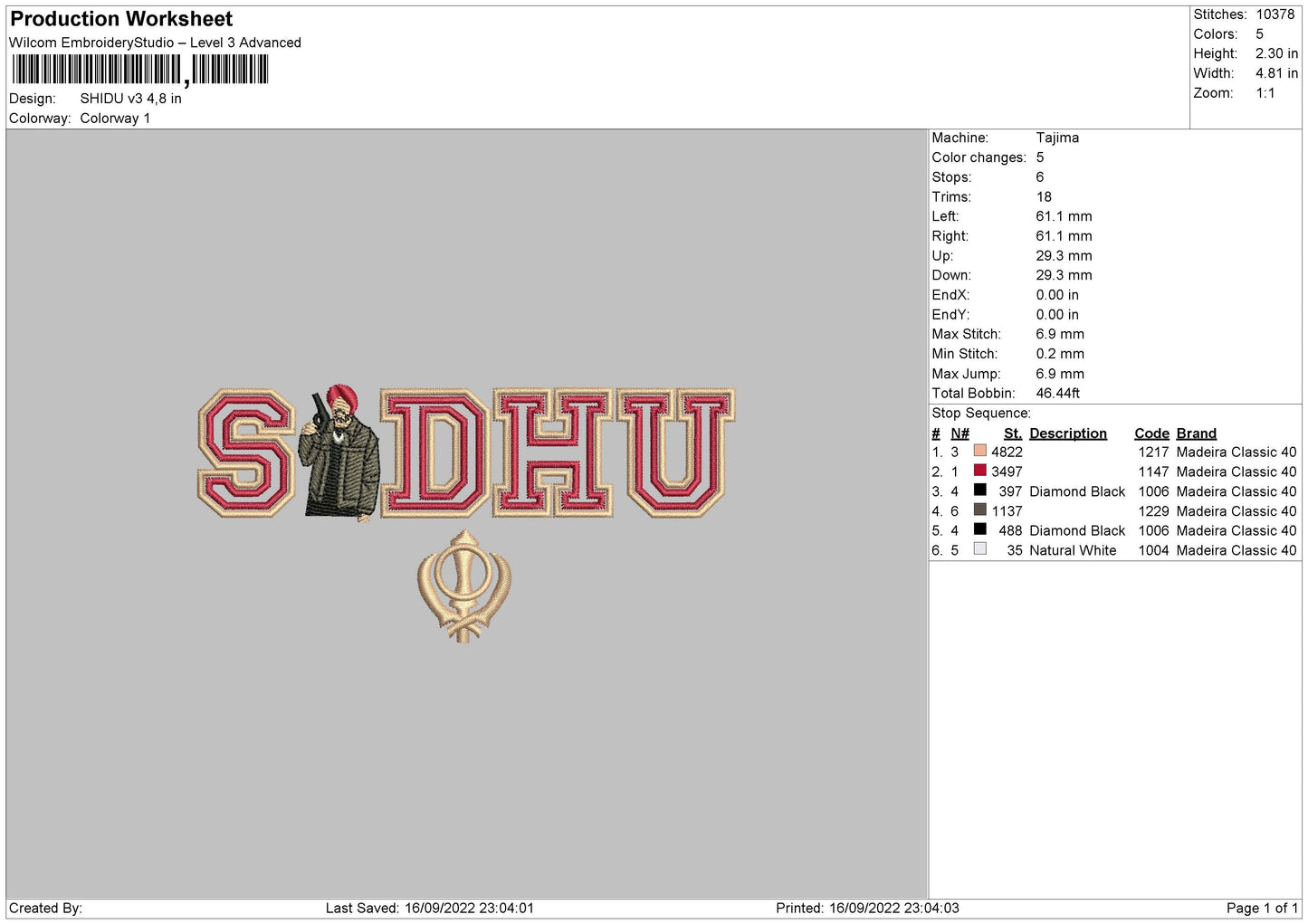 Sidhu V3 Embroidery File 5 sizes