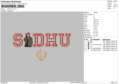 Sidhu V3 Embroidery File 5 sizes