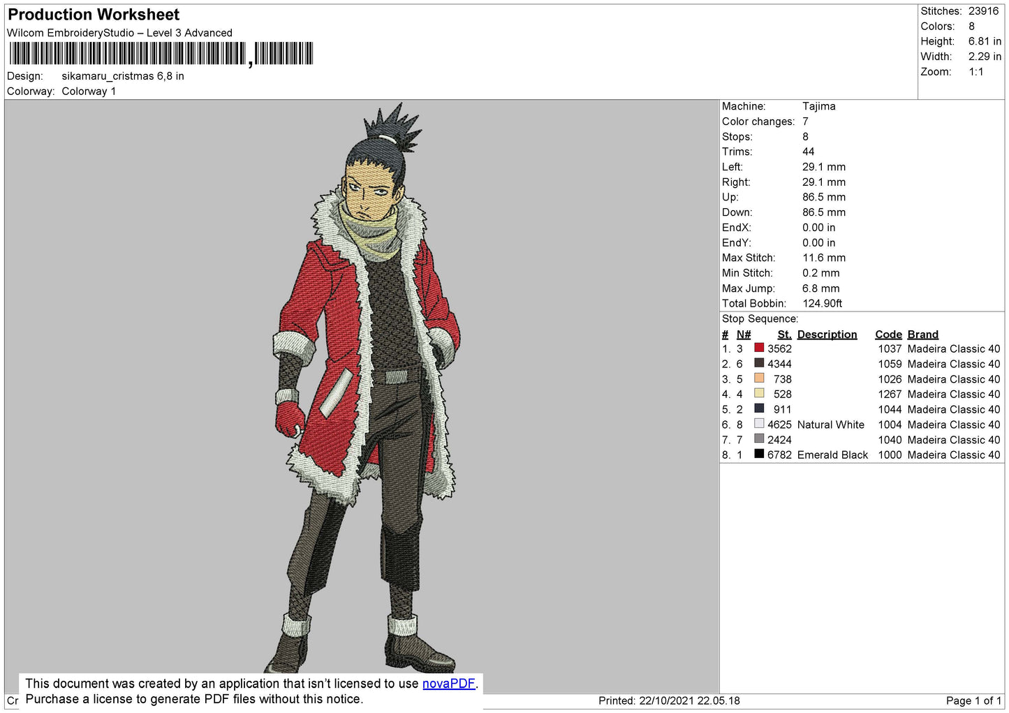Shikamaru Christmas Embroidery File 4 size