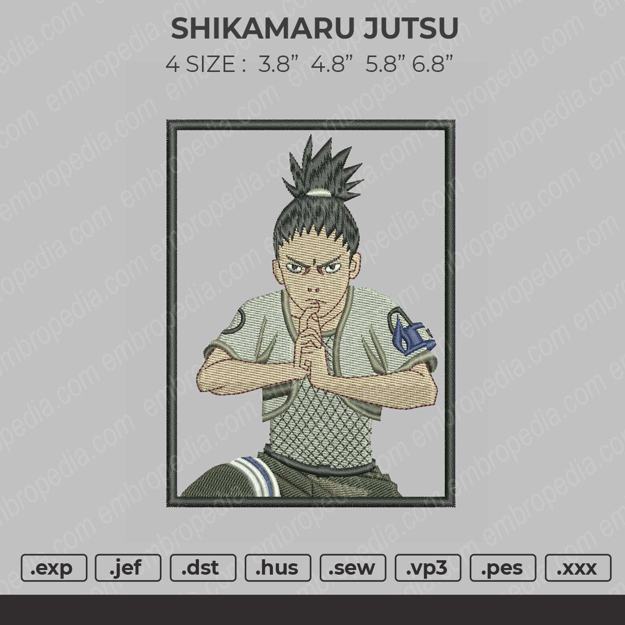 Shikamaru Jutsu Embroidery File 4 size