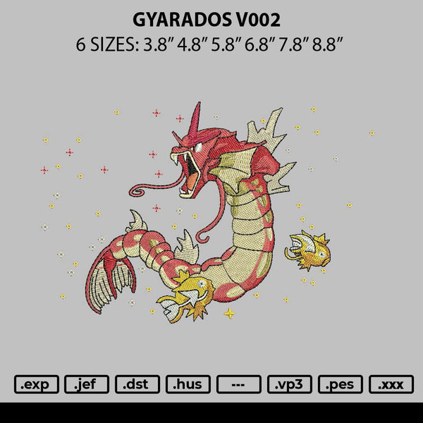 Gyarados v002 Embroidery File 6 sizes