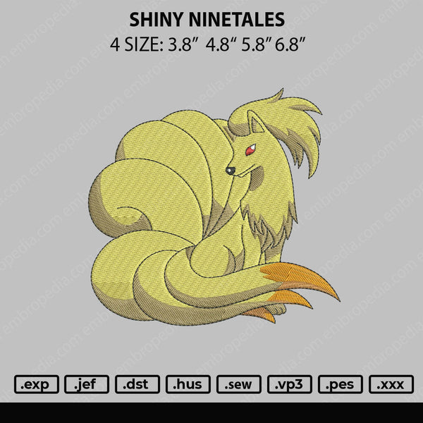 Shiny Ninetales Embroidery File 4 size