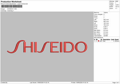 Shiseidotext Embroidery Machine Design File 6 sizes