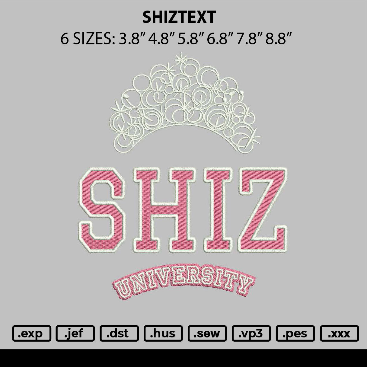 Shiztext Embroidery File 6 sizes