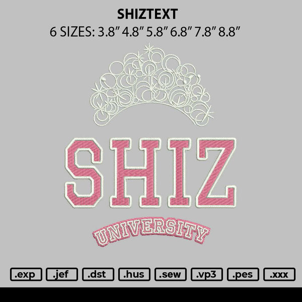 Shiztext Embroidery File 6 sizes