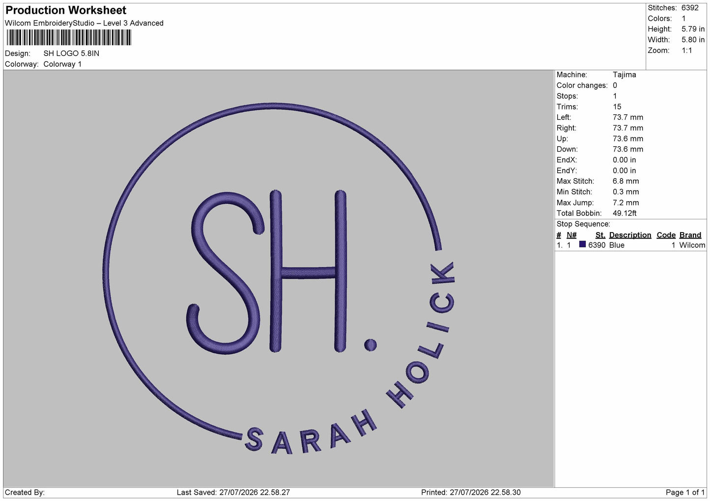 Sh Text Circle Embroidery Machine Design File 6 sizes