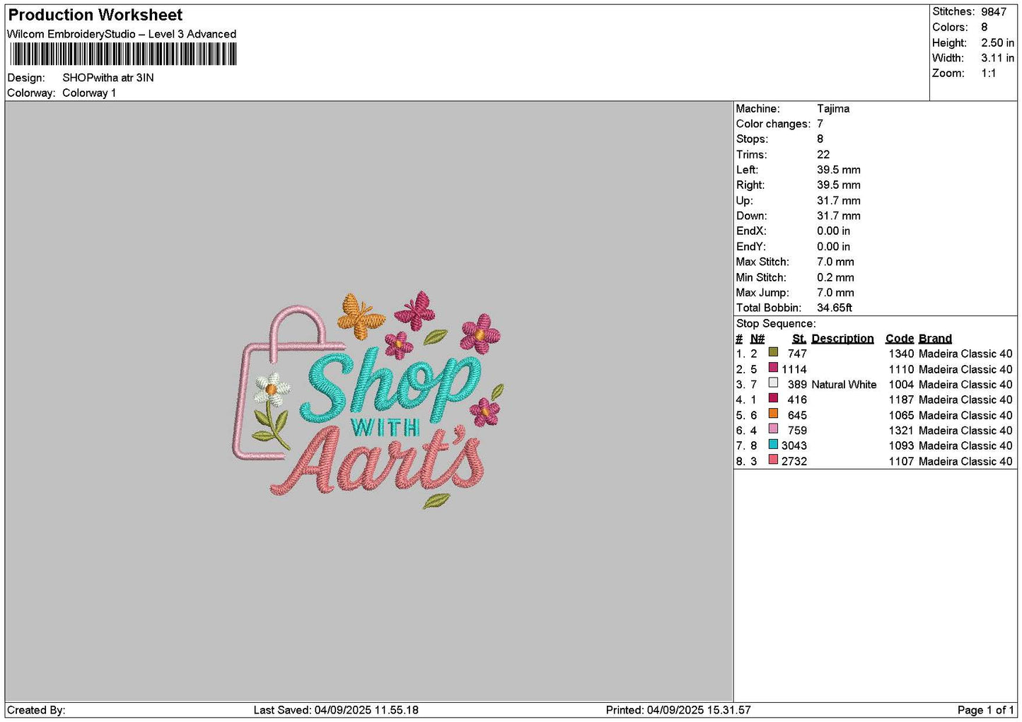 Shoptext 0409 Embroidery File 6 sizes