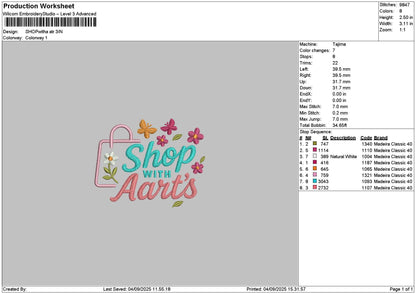 Shoptext 0409 Embroidery File 6 sizes