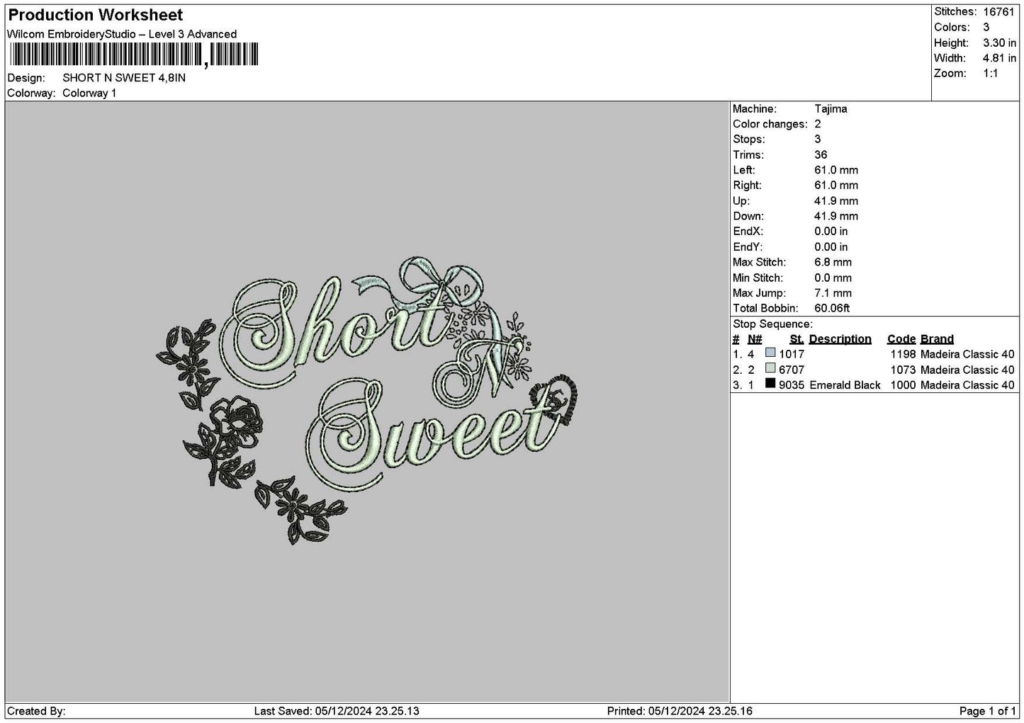 Flowerstextsweet Embroidery File 6 sizes