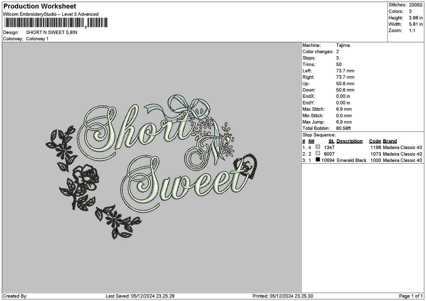Flowerstextsweet Embroidery File 6 sizes
