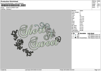 Flowerstextsweet Embroidery File 6 sizes