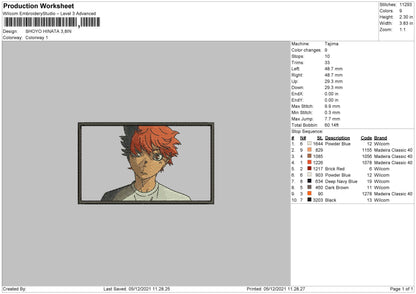 Shoyo Hinata 002 Embroidery File 4 size