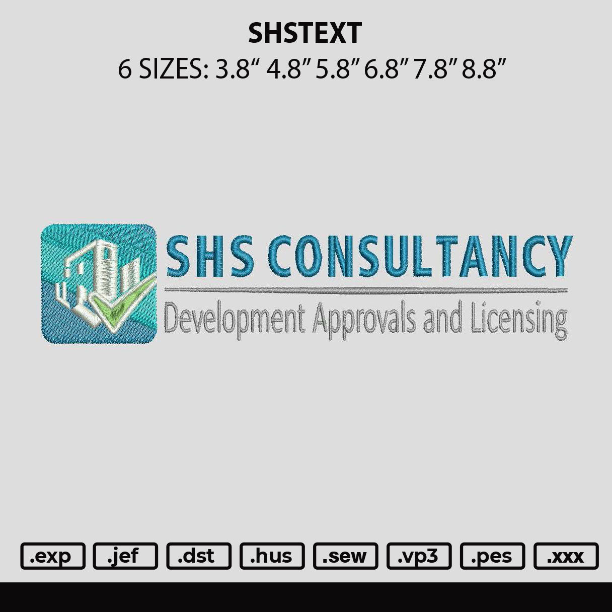 Shstext Embroidery File 6 sizes